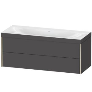 XViu Duravit vasque XV4617NB149C 120x48cm, 2 tiroirs, sans trou pour robinet, champagne mat, Cadres C, graphite mat