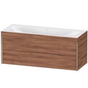Duravit XViu vanity unit XV4617NB179C 120x48cm, 2 drawers, without tap hole, matt champagne, Rahmen C, natural walnut