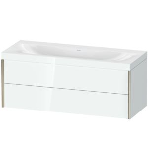 Duravit XViu Waschtisch-Unterschrank XV4617NB185C 120x48cm, 2 Schubkästen, ohne Hahnloch, champagner matt, Rahmen C, weiß hochglanz