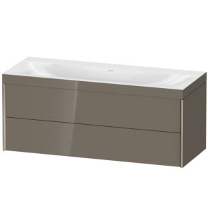Duravit XViu Waschtisch-Unterschrank XV4617NB189C 120x48cm, 2 Schubkästen, ohne Hahnloch, champagner matt, Rahmen C, flannel grey hochglanz