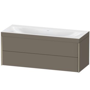 Duravit XViu vanity unit XV4617NB190C 120x48cm, 2 drawers, without tap hole, matt champagne, Rahmen C, flannel gray silk matt