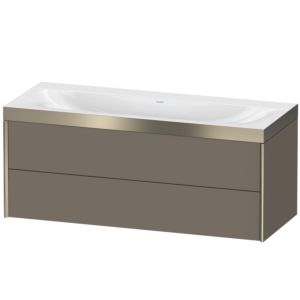 XViu Duravit vasque XV4617NB190P 120x48cm, 2 tiroirs, sans trou pour robinet, champagne mat, Cadres P, flanelle gris soie mat