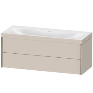 Duravit XViu Waschtisch-Unterschrank XV4617NB191C 120x48cm, 2 Schubkästen, ohne Hahnloch, champagner matt, Rahmen C, taupe matt