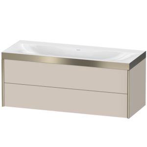 Duravit XViu Waschtisch-Unterschrank XV4617NB191P 120x48cm, 2 Schubkästen, ohne Hahnloch, champagner matt, Rahmen P, taupe matt