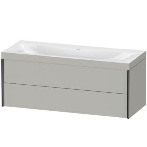 Duravit XViu Waschtisch-Unterschrank XV4617NB207C 120x48cm, 2 Schubkästen, ohne Hahnloch, schwarz matt, Rahmen C, betongrau matt