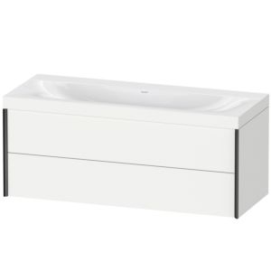 Duravit XViu vanity unit XV4617NB218C 120x48cm, 2 drawers, without tap hole, matt black, Rahmen C, matt white