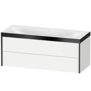 Duravit XViu vanity unit XV4617NB218P 120x48cm, 2 drawers, without tap hole, matt black, Rahmen P, matt white