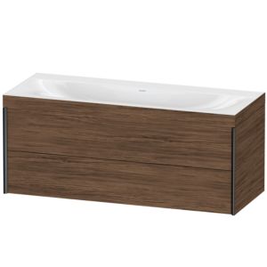 Duravit XViu vanity unit XV4617NB221C 120x48cm, 2 drawers, without tap hole, matt black, Rahmen C, dark walnut