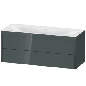 Duravit XViu vanity unit XV4617NB238C 120x48cm, 2 drawers, without tap hole, matt black, Rahmen C, dolomiti gray high gloss