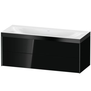 Duravit XViu Waschtisch-Unterschrank XV4617NB240P 120x48cm, 2 Schubkästen, ohne Hahnloch, schwarz matt, Rahmen P, schwarz hochglanz