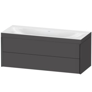 XViu Duravit vasque XV4617NB249C 120x48cm, 2 tiroirs, sans trou pour robinet, noir mat, Cadres C, graphite mat