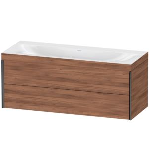 Duravit XViu vanity unit XV4617NB279C 120x48cm, 2 drawers, without tap hole, matt black, Rahmen C, natural walnut