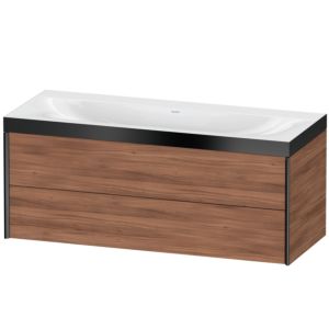 Duravit XViu vanity unit XV4617NB279P 120x48cm, 2 drawers, without tap hole, matt black, Rahmen P, natural walnut