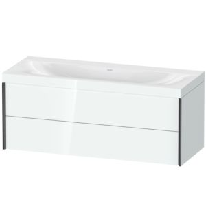 Duravit XViu vanity unit XV4617NB285C 120x48cm, 2 drawers, without tap hole, black matt, Rahmen C, white high gloss