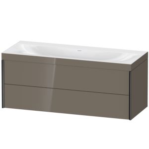 Duravit XViu Waschtisch-Unterschrank XV4617NB289C 120x48cm, 2 Schubkästen, ohne Hahnloch, schwarz matt, Rahmen C, flannel grey hochglanz