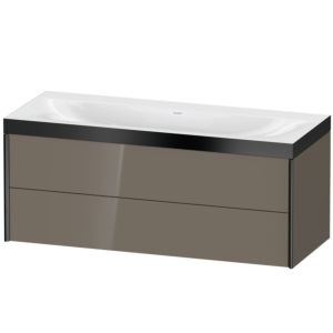 Duravit XViu vanity unit XV4617NB289P 120x48cm, 2 drawers, without tap hole, matt black, Rahmen P, flannel gray high gloss