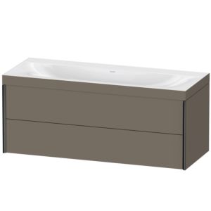 Duravit XViu Waschtisch-Unterschrank XV4617NB290C 120x48cm, 2 Schubkästen, ohne Hahnloch, schwarz matt, Rahmen C, flannel grey seidenmatt
