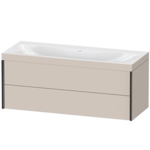 XViu Duravit vasque XV4617NB291C 120x48cm, 2 tiroirs, sans trou pour robinet, noir mat, Cadres C, taupe mat
