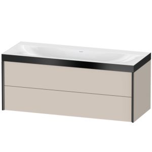 Duravit XViu Waschtisch-Unterschrank XV4617NB291P 120x48cm, 2 Schubkästen, ohne Hahnloch, schwarz matt, Rahmen P, taupe matt