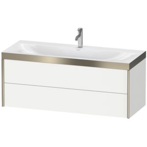 Duravit XViu Waschtisch-Unterschrank XV4617OB118P 120x48cm, 2 Schubkästen, 1 Hahnloch, champagner matt, Rahmen P, weiß matt
