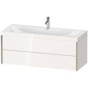 Duravit XViu vanity unit XV4617OB122C 120x48cm, 2 drawers, 2000 tap hole, matt champagne, Rahmen C, white high gloss