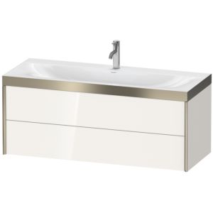 Duravit XViu vanity unit XV4617OB122P 120x48cm, 2 drawers, 2000 tap hole, matt champagne, Rahmen P, white high gloss