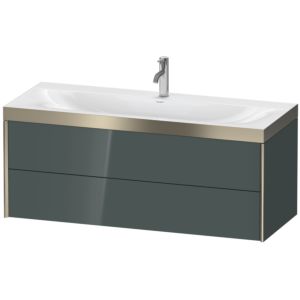 Duravit XViu Waschtisch-Unterschrank XV4617OB138P 120x48cm, 2 Schubkästen, 1 Hahnloch, champagner matt, Rahmen P, dolomiti grey hochglanz