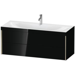 Duravit XViu vanity unit XV4617OB140C 120x48cm, 2 drawers, 2000 tap hole, matt champagne, Rahmen C, black high gloss