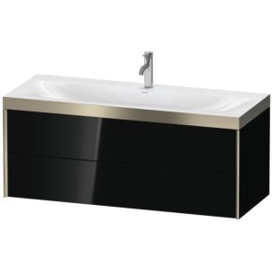 Duravit XViu vanity unit XV4617OB140P 120x48cm, 2 drawers, 2000 tap hole, matt champagne, Rahmen P, high-gloss black