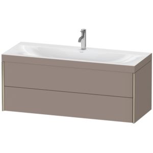 Duravit XViu vanity unit XV4617OB143C 120x48cm, 2 drawers, 2000 tap hole, matt champagne, Rahmen C, matt basalt