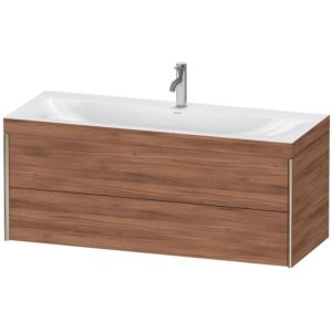 Duravit XViu vanity unit XV4617OB179C 120x48cm, 2 drawers, 2000 tap hole, matt champagne, Rahmen C, natural walnut
