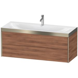 Duravit XViu vanity unit XV4617OB179P 120x48cm, 2 drawers, 2000 tap hole, matt champagne, Rahmen P, natural walnut