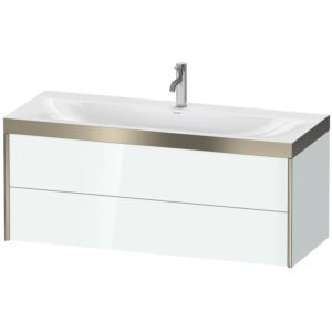 Duravit XViu Waschtisch-Unterschrank XV4617OB185P 120x48cm, 2 Schubkästen, 1 Hahnloch, champagner matt, Rahmen P, weiß hochglanz