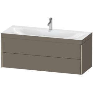 Duravit XViu Waschtisch-Unterschrank XV4617OB190C 120x48cm, 2 Schubkästen, 1 Hahnloch, champagner matt, Rahmen C, flannel grey seidenmatt