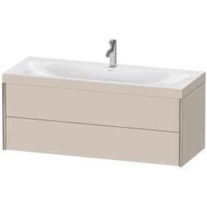 Duravit XViu Waschtisch-Unterschrank XV4617OB191C 120x48cm, 2 Schubkästen, 1 Hahnloch, champagner matt, Rahmen C, taupe matt