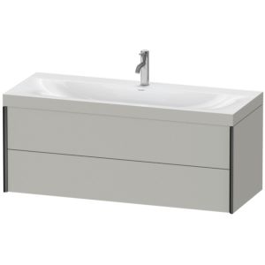 XViu Duravit vasque XV4617OB207C 120x48cm, 2 tiroirs, 2000 , noir mat, Cadres C, gris béton mat