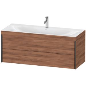 Duravit XViu vanity unit XV4617OB279C 120x48cm, 2 drawers, 2000 tap hole, matt black, Rahmen C, natural walnut