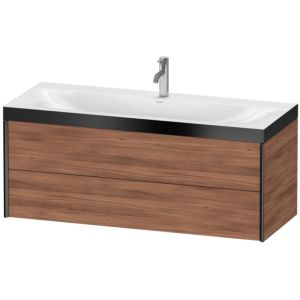 Duravit XViu vanity unit XV4617OB279P 120x48cm, 2 drawers, 2000 tap hole, matt black, Rahmen P, natural walnut