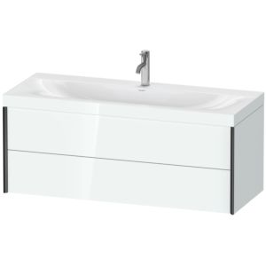 Duravit XViu vanity unit XV4617OB285C 120x48cm, 2 drawers, 2000 tap hole, black matt, Rahmen C, white high gloss