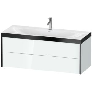 Duravit XViu Waschtisch-Unterschrank XV4617OB285P 120x48cm, 2 Schubkästen, 1 Hahnloch, schwarz matt, Rahmen P, weiß hochglanz