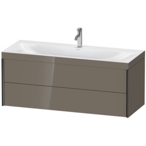 Duravit XViu vanity unit XV4617OB289C 120x48cm, 2 drawers, 2000 tap hole, matt black, Rahmen C, flannel gray high gloss
