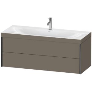 Duravit XViu Waschtisch-Unterschrank XV4617OB290C 120x48cm, 2 Schubkästen, 1 Hahnloch, schwarz matt, Rahmen C, flannel grey seidenmatt