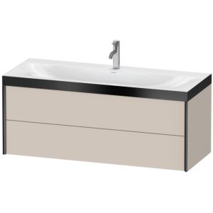 Duravit XViu vanity unit XV4617OB291P 120x48cm, 2 drawers, 2000 tap hole, matt black, Rahmen P, matt taupe