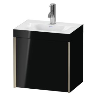 Duravit XViu vanity unit XV4630OB140C 45x33.3cm, 2000 door, left, 2000 tap hole, matt champagne, Rahmen C, high-gloss black