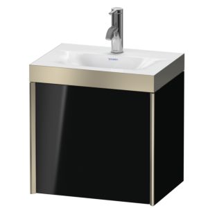 Duravit XViu Waschtisch-Unterschrank XV4630OB140P 45x33,3cm, 1 Tür, links, 1 Hahnloch, champagner matt, Rahmen P, schwarz hochglanz