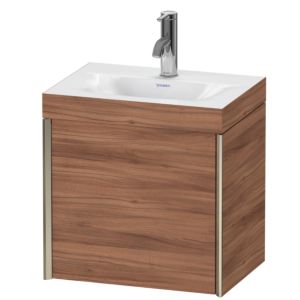 Duravit XViu vanity unit XV4630OB179C 45x33.3cm, 2000 door, left, 2000 tap hole, matt champagne, Rahmen C, natural walnut