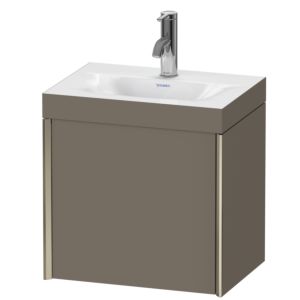 Duravit XViu vanity unit XV4630OB190C 45x33.3cm, 2000 door, left, 2000 tap hole, matt champagne, Rahmen C, flannel gray silk matt