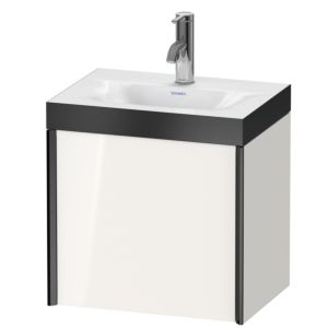 Duravit XViu Waschtisch-Unterschrank XV4630OB222P 45x33,3cm, 1 Tür, links, 1 Hahnloch, schwarz matt, Rahmen P, weiß hochglanz