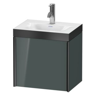 Duravit XViu Waschtisch-Unterschrank XV4630OB238P 45x33,3cm, 1 Tür, links, 1 Hahnloch, schwarz matt, Rahmen P, dolomiti grey hochglanz