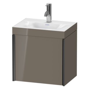 Duravit XViu vanity unit XV4630OB289C 45x33.3cm, 2000 door, left, 2000 tap hole, matt black, Rahmen C, flannel gray high gloss